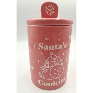 Rusheen Santa's Cookie Jar‎ with Lid Small Pink White Christmas